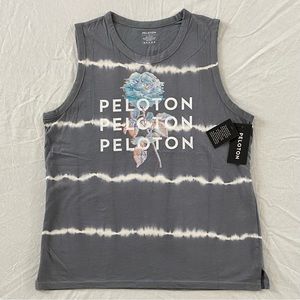 Peloton Womens Studio Side Slit Tie-Dye Muscle Tank Grey M
